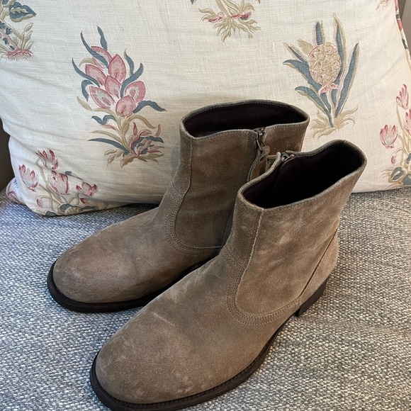 NDC Ankle Boots Booties Womens Tan Suede Side Leather Zip Tassel Handmade 37.5 - Picture 2 of 8